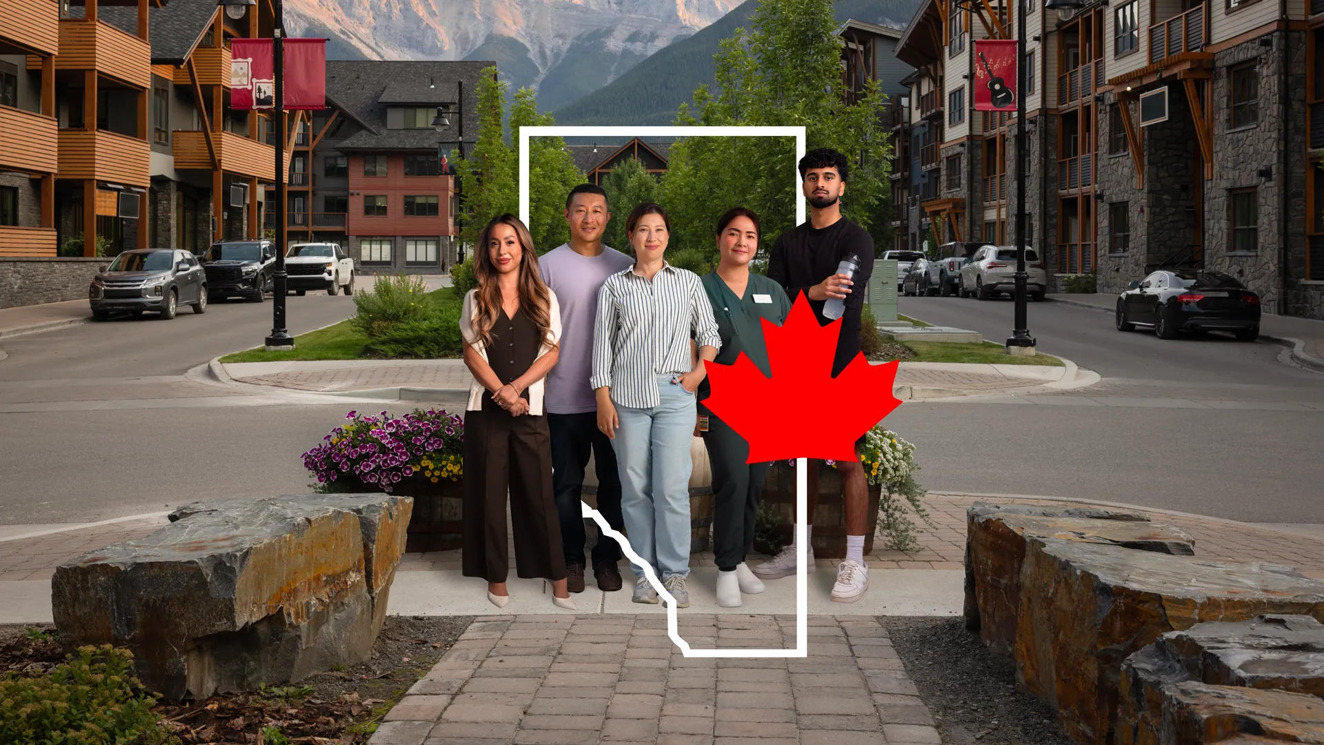 Group of Albertans in a mountain town - Stand Up for Provincial Autonomy