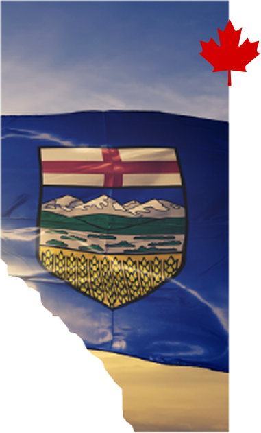 Alberta provincial flag waving in the wind